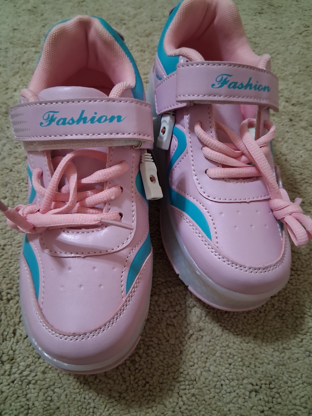 Kids' Pink and Teal Light-Up Wheelie Sneakers